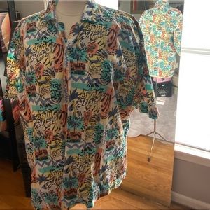 90’s print button down
